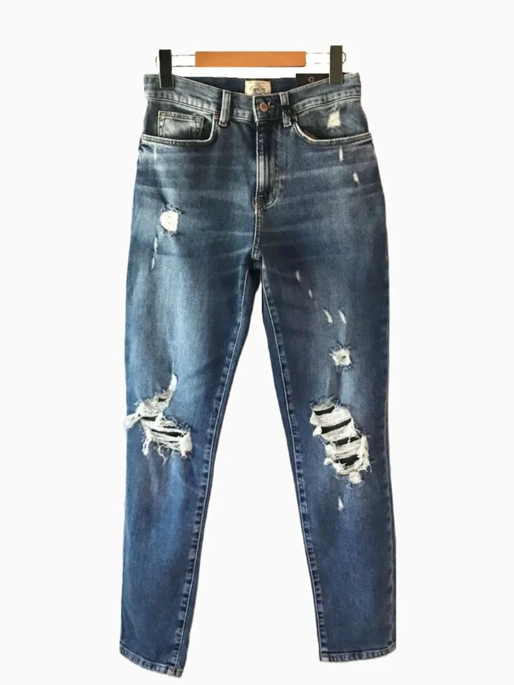 COJ High‑Rise Distressed Mom Jeans • Vintage Wash • NWT Size 25 - Picture 5 of 13